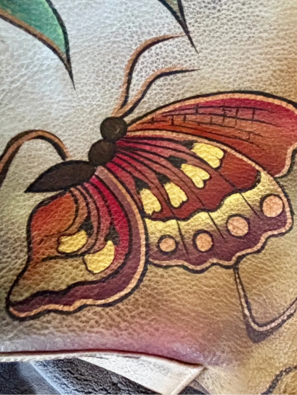 Anuschka Hand Painted Leather Hobo Bag Floral